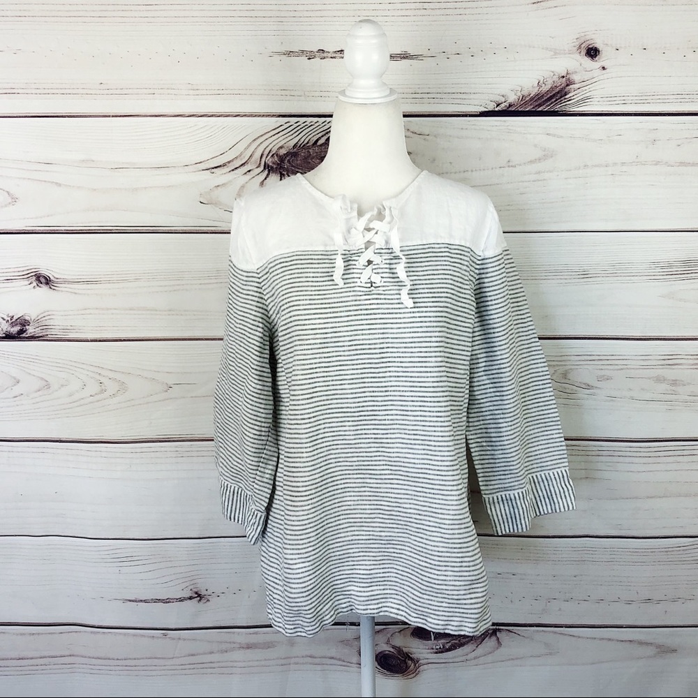 Tommy Bahama White and Gray Striped Tunic